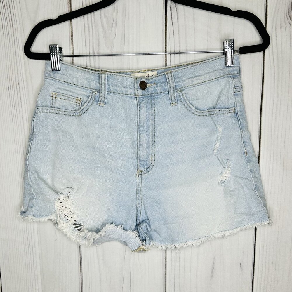 Universal Thread Highest Rise Shortie Shorts Sz 6R Blue Jean Denim Distressed